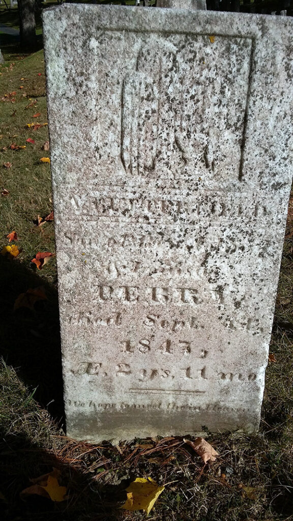 a gravestone with a weeping willow icon in Mt. Hope Cemetery Bangor