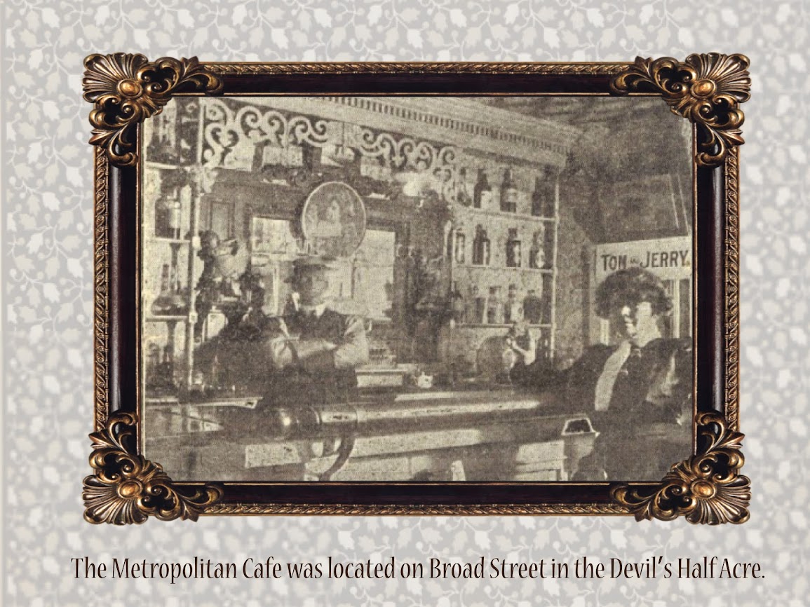 Image of the Metropolitan Cafe on Broad Street in the Devil's Half Acre of Bangor Maine in the 1800s